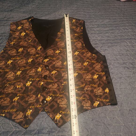 Vintage Perdue Boilermakers Size L 100% Silk Suit Vest Train Pete Mascot Brown - Picture 6 of 6